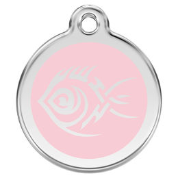 Produktbild von RedDingo Katzenmarke Pink Tribal Fisch mit individueller Gravur 20mm S