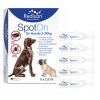Produktbild von Redisan Spot-on Zeckenschutzmittel für Hunde und Welpen vegan 12,5 ml - 5 x 2,5 ml
