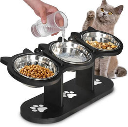 Refined Living Erhöhter Futternapf Set für Hunde und Katzen mit 3 Edelstahl-Näpfen in Schwarz – Bild 1 von 5
