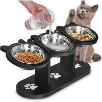 Produktbild von Refined Living Erhöhter Futternapf Set für Hunde und Katzen mit 3 Edelstahl-Näpfen in Schwarz