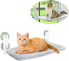 Refined Living Katzen-Hängematte für das Fenster mit 4 Saugnäpfen Grau 60,5 x 30 x 17,5 cm – Bild 1 von 5