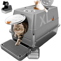 Produktbild von Refined Living Katzentoilette XXL aus Edelstahl grau mit zwei Eingängen und Stufe 60x40x39 cm