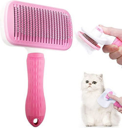 Refined Living Selbstreinigende Fellbürste für Hunde und Katzen aus Edelstahl und Gummi – Bild 1 von 5