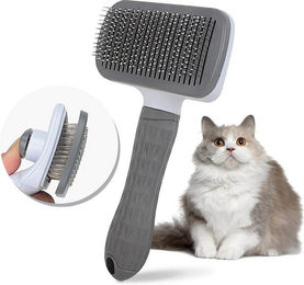 Refined Living Selbstreinigende Fellbürste für Hunde und Katzen aus Edelstahl und Gummi – Bild 1 von 5