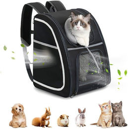 Refined Living Tiertransporttasche als Rucksack für Katzen, Hunde und Vögel, wasserdichtes Oxford-Gewebe, Schwarz, bis 8 kg – Bild 1 von 5
