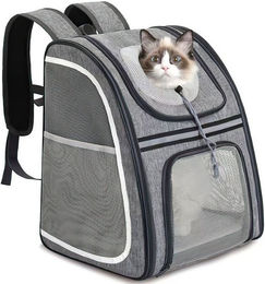 Refined Living Tiertransporttasche als Rucksack für Katzen und kleine Hunde, grau, wasserdicht aus Oxford-Gewebe – Bild 1 von 5