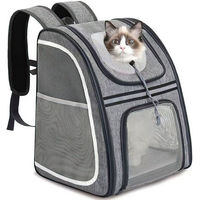 Produktbild von Refined Living Tiertransporttasche als Rucksack für Katzen und kleine Hunde, grau, wasserdicht aus Oxford-Gewebe