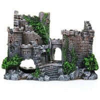 Produktbild von Refttenw Aquariendeko Alte Burg Figur und Höhle für Fischbecken in Grau und Grün