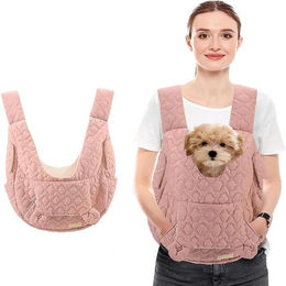Refttenw Hundetragerucksack Atmungsaktive Tiertransporttasche aus Polyester für kleine Rassen bis 7 kg in Rosa oder Beige – Bild 1 von 5
