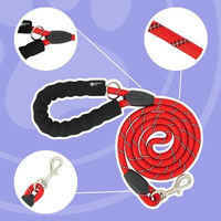 Produktbild von Reichstadt RS Pets Hundeleine aus Nylon in Rot mit wasserabweisender Eigenschaft und 1,5m Länge
