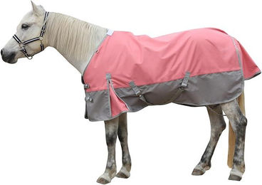 Reißfeste Pferdedecke 1200D Ripstop wasserdichte und atmungsaktive Regendecke ohne Füllung Rosa-Grau 165 cm – Bild 1 von 3