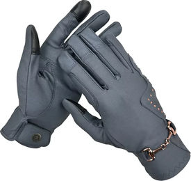 Produktbild von Reithandschuhe Damen Horsenjoy Crystal Bit Grau Polyester Größe L