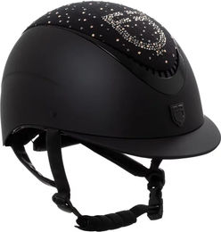 Produktbild von Reithelm Damen Equestro Schwarz aus Kunstleder nach EN 1384-2023 Größe M