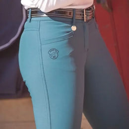 Reithose Damen Jump'In Super X Blau Türkis aus Polyamid wasserabweisend – Bild 1 von 1