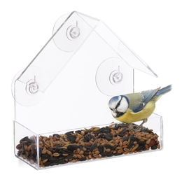Relaxdays 10er Set Fenster-Vogelfutterhaus für Wildvögel aus Kunststoff transparent mit Dach und Saugnäpfen – Bild 1 von 3