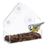 Produktbild von Relaxdays 10er Set Fenster-Vogelfutterhaus für Wildvögel aus Kunststoff transparent mit Dach und Saugnäpfen