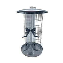Relaxdays 3-in-1 Vogelfutterstation Futtersäule aus Metall in Silber – Bild 1 von 4