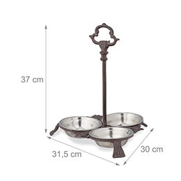Relaxdays 3er Set Napfstation aus Gusseisen mit 9 Edelstahlnäpfen für Hunde und Katzen in Dunkelbraun und Antik-Optik – Bild 1 von 4
