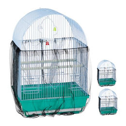 Relaxdays 3er Set Vogelkäfig Abdeckung aus Polyester mit verstellbarem Kordelzug und Samenfänger Schwarz – Bild 1 von 7
