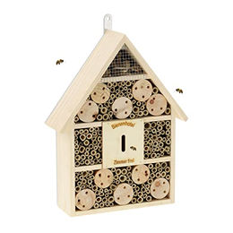 Relaxdays Bienenhotel aus Holz als Nisthilfe für Wildbienen 38 x 29 x 9 cm Natur – Bild 1 von 4