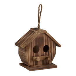Relaxdays Deko Vogelhaus aus gebranntem Holz in Natur Braun zum Aufhängen für den Garten – Bild 1 von 5