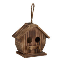 Produktbild von Relaxdays Deko Vogelhaus aus gebranntem Holz in Natur Braun zum Aufhängen für den Garten