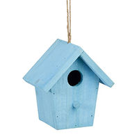 Produktbild von Relaxdays Deko Vogelhaus aus Holz in Blau zum Aufhängen
