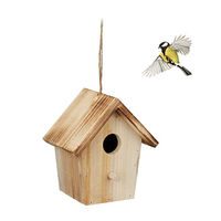 Produktbild von Relaxdays Deko Vogelhaus aus Holz zum Aufhängen 16 x 15 x 11 cm