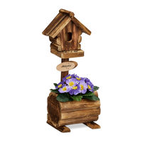 Produktbild von Relaxdays Deko Vogelhaus mit Blumentopf aus Tannenholz im rustikalen Design 41 x 15 x 15 cm