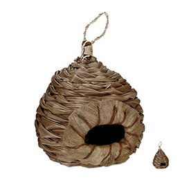 Relaxdays Dekorativer Vogelnest Nistkasten aus Kokosfaser für Wildvögel Natur 31 x 20 cm – Bild 1 von 4
