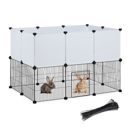 Relaxdays DIY Freilaufgehege aus Kunststoff für Katzen und Meerschweinchen Schwarz/Weiß 72,5 x 110 x 74 cm – Bild 1 von 13
