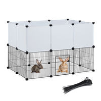 Produktbild von Relaxdays DIY Freilaufgehege aus Kunststoff für Katzen und Meerschweinchen Schwarz/Weiß 72,5 x 110 x 74 cm