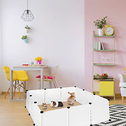 Relaxdays DIY Freilaufgehege aus Kunststoff für Kleintiere wie Kaninchen und Meerschweinchen in Weiß 92 x 110 x 110 cm – Bild 1 von 3
