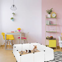 Produktbild von Relaxdays DIY Freilaufgehege aus Kunststoff für Kleintiere wie Kaninchen und Meerschweinchen in Weiß 92 x 110 x 110 cm