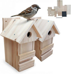 Relaxdays DIY Meisenkasten aus Holz im 2er Set für Wildvögel in Natur Braun – Bild 1 von 4