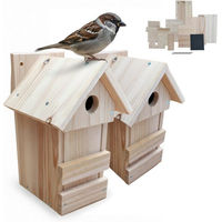 Produktbild von Relaxdays DIY Meisenkasten aus Holz im 2er Set für Wildvögel in Natur Braun