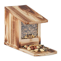 Relaxdays Eichhörnchen Futterhaus aus Holz in Braun zum Aufstellen – Bild 1 von 6