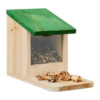 Produktbild von Relaxdays Eichhörnchen Futterhaus aus Holz mit Klappdach und Sitzplattform in Natur/Grün - 1 Stk.