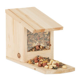 Relaxdays Eichhörnchenhaus aus Holz als Futterstation und Überwinterungshilfe in Natur Braun – Bild 1 von 8