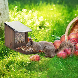 Relaxdays Eichhörnchenhaus aus Holz mit Metalldach in Natur Braun – Bild 1 von 8