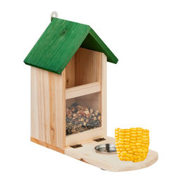 Relaxdays Eichhörnchenhaus aus Holz mit Wassernapf in Natur und Grün – Bild 1 von 13