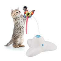 Produktbild von Relaxdays Elektrisches Katzenspielzeug mit Schmetterling und Katzenkarussell für Kitten in Weiß und Bunt aus Kunststoff