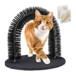 Relaxdays Enthaarungsbogen für Katzen mit Katzenminze und Borsten, Schwarz – Bild 1 von 13