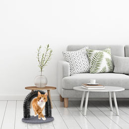 Relaxdays Enthaarungsbogen Massagebürste für Katzen mit Katzenminze in Schwarz und Grau – Bild 1 von 12