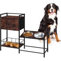 Produktbild von Relaxdays Erhöhter Napf Futterstation für Hunde mit Stauraum aus Edelstahl in Schwarz oder Braun