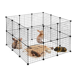 Relaxdays Erweiterbares Kleintiergehege aus Metall als DIY Freilaufgehege für Kaninchen Katzen und Hunde Schwarz – Bild 1 von 13