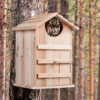 Produktbild von Relaxdays Eulen Nistkasten aus Holz für Wildvögel und Tauben naturfarben aufklappbar - 1 Stk.