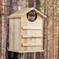 Produktbild von Relaxdays Eulen Nistkasten Bausatz aus Naturholz für Wildvögel