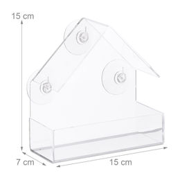 Relaxdays Fenster-Vogelfutterhaus 2er Set aus transparentem Kunststoff mit Saugnäpfen – Bild 1 von 5