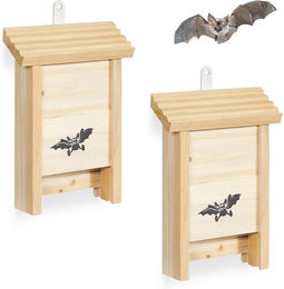 Relaxdays Fledermauskasten aus Holz 2er Set Natur Braun – Bild 1 von 4